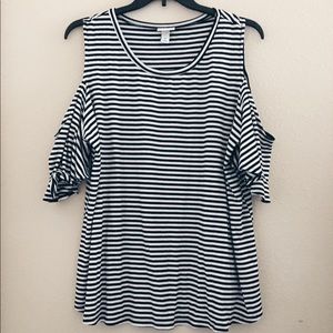 Black & White Striped Off the Shoulder Top